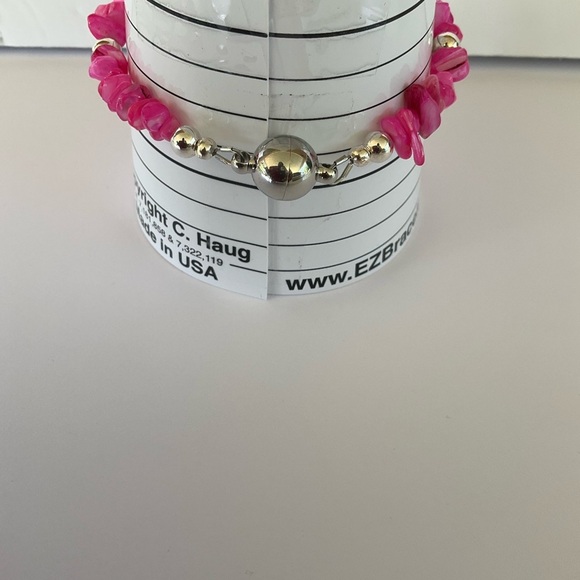 Hand Crafted Pink Breast Cancer Awareness Charm Bracelet Silver Magnetic Clasp - Picture 7 of 7